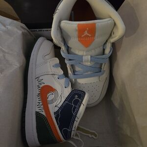 Jordan Kids Sneakers with Blue and Orange Accents